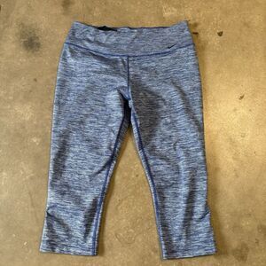 Nike Dri‎ Fit Cropped Legging Blue Stripe Heathered Workout Gym Running Large